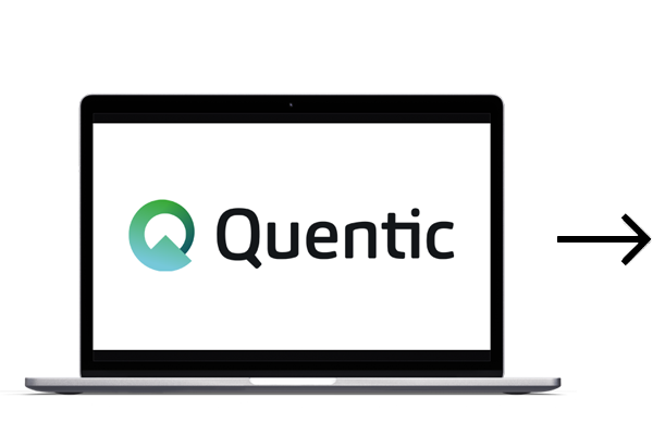 Computer screen with Quentic logo